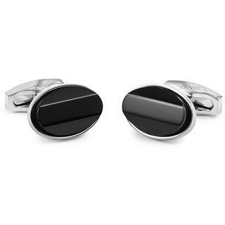 GEMELOS OVALADOS CON PIEDRA ONYX